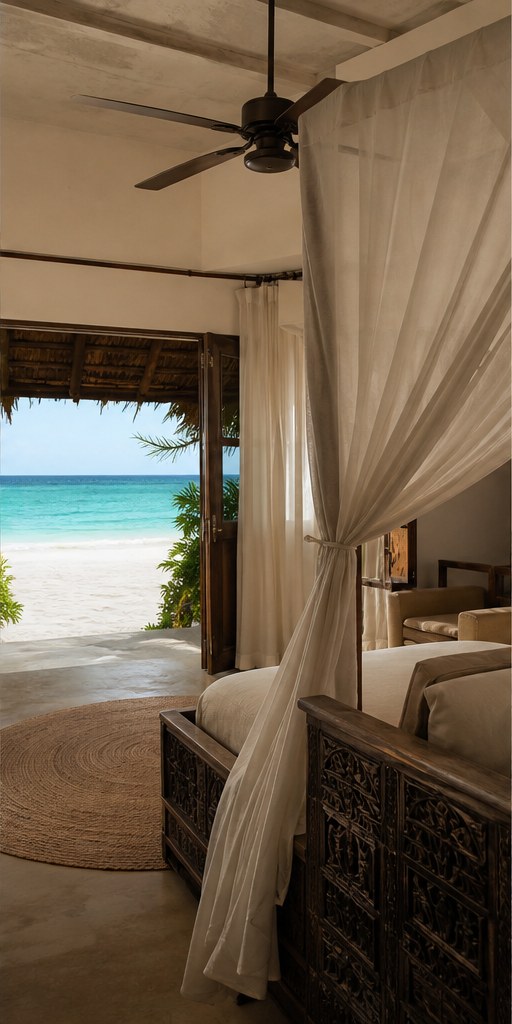 A quiet beachfront villa opening onto the Indian Ocean